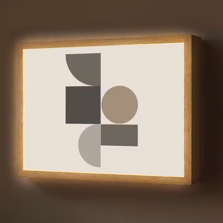 Aardetinten - Abstracte compositie - Eenvoudige vormen Light Box met batterij (Wandlamp) middel -z3d_website