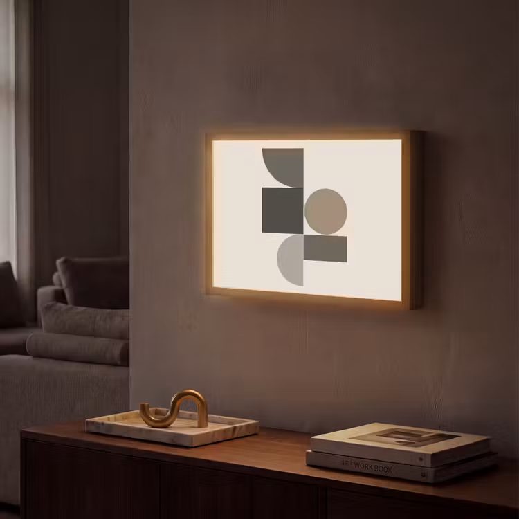 Aardetinten - Abstracte compositie - Eenvoudige vormen Light Box met batterij (Wandlamp) middel -sfeer1