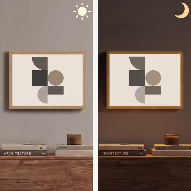 Aardetinten - Abstracte compositie - Eenvoudige vormen Light Box met batterij (Wandlamp) middel -sfeer3