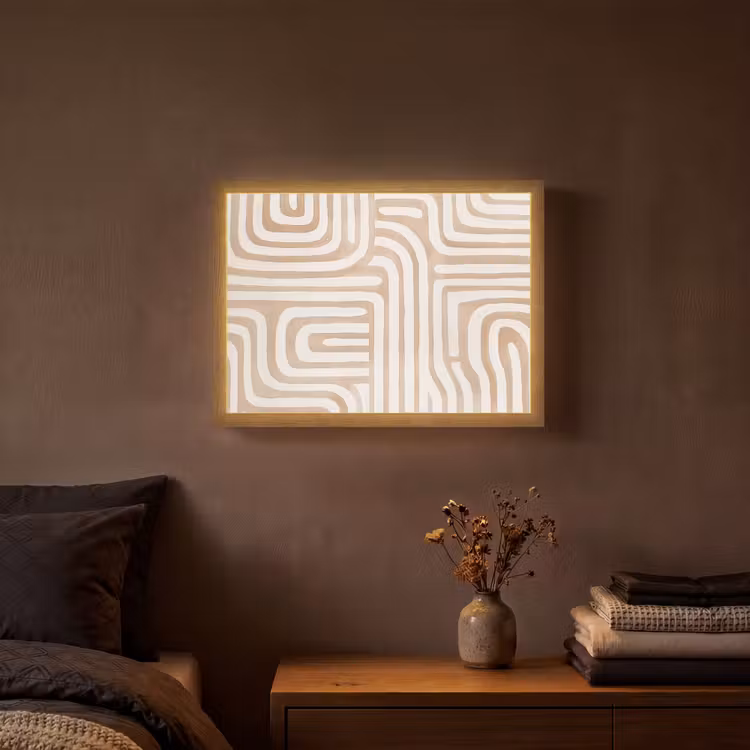 Aardetinten - Labyrintpatroon Light Box met batterij (Wandlamp) middel -sfeer4
