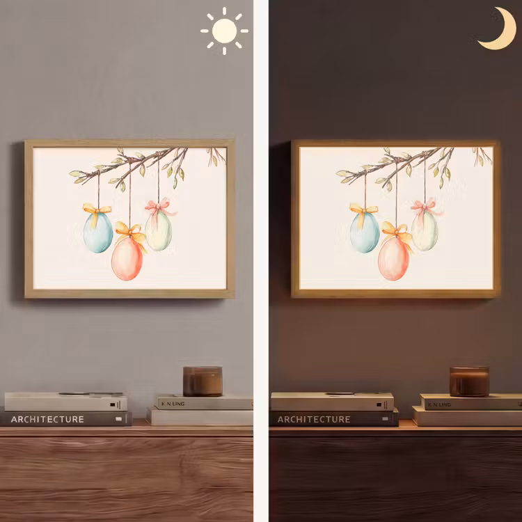 Paastak - Strikje - Eieren Light Box met batterij (Wandlamp) middel -sfeer3