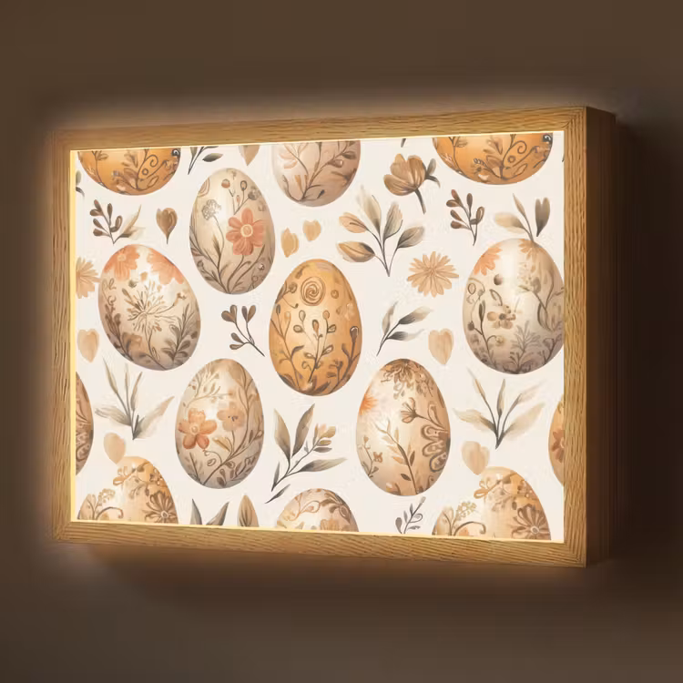 Paaseieren - Bruin - Bloemen Light Box met batterij (Wandlamp) middel -z3d_website