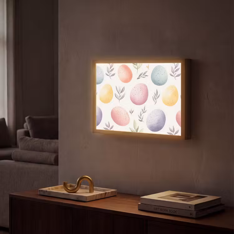 Eieren - Kleurrijk - Patroon Light Box met batterij (Wandlamp) middel -sfeer1