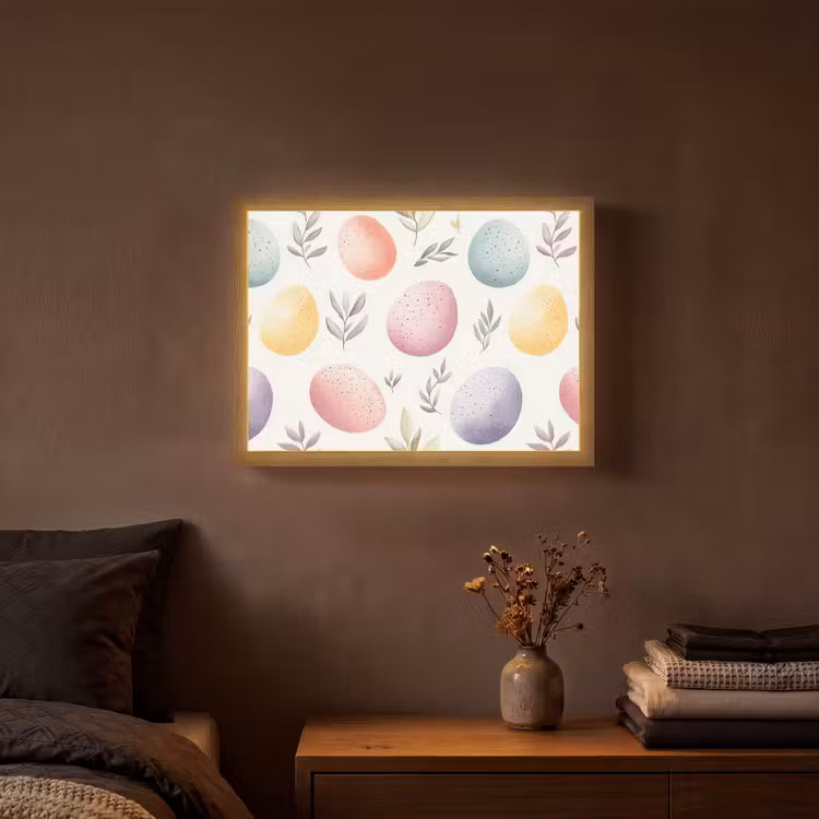 Eieren - Kleurrijk - Patroon Light Box met batterij (Wandlamp) middel -sfeer4