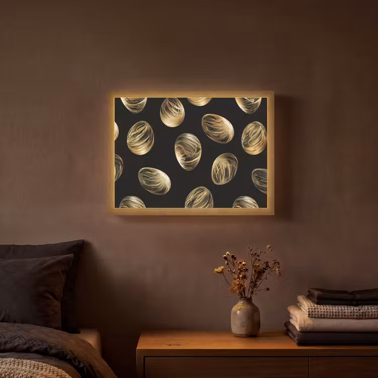 Eieren - Goud - Patroon Light Box met batterij (Wandlamp) middel -sfeer4