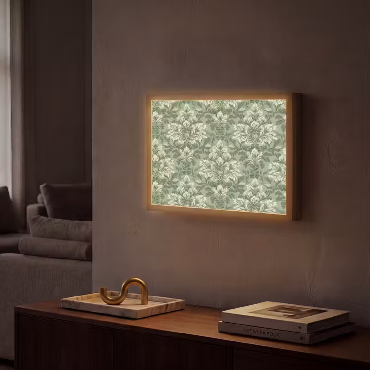Sierlijk - Lichtgroen - Planten - Patroon - Getailleerd Light Box met batterij (Wandlamp) middel 907 -sfeer1