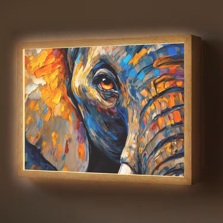 Olifant - Kunst - Dieren Light Box met batterij (Wandlamp) middel -z3d_website