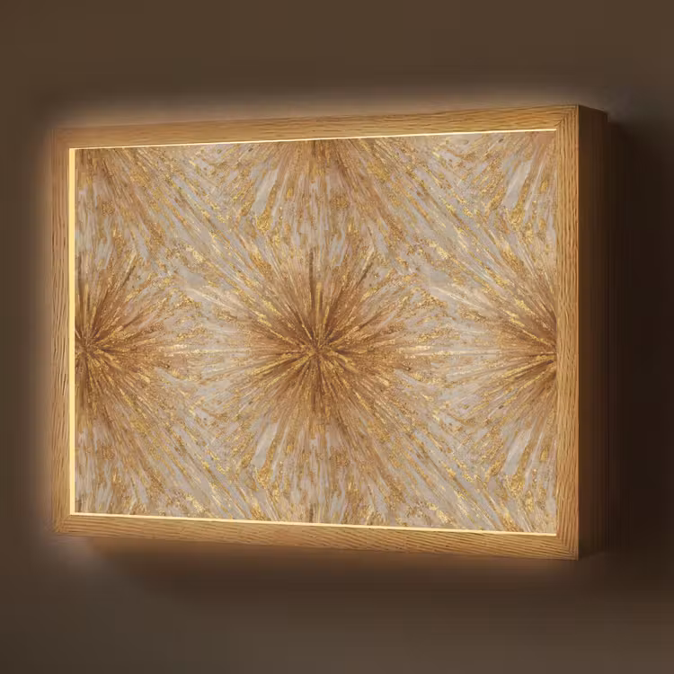 Explosie - Abstract - Goud - Wit Light Box met batterij (Wandlamp) middel 907 -z3d_website
