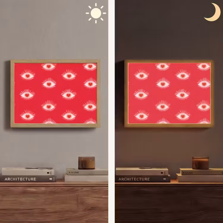 Ogen - Hart - Abstract - Rood - Roze Light Box met batterij (Wandlamp) middel 907 -sfeer3