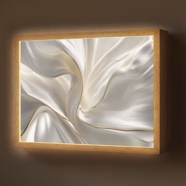 Stof - Plooien - Goud Light Box met batterij (Wandlamp) middel -z3d_website