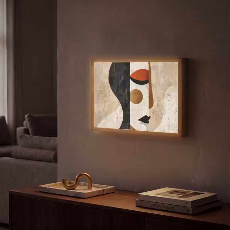 Gezicht - Abstract - Kunst - Vormen Light Box met batterij (Wandlamp) middel -sfeer1