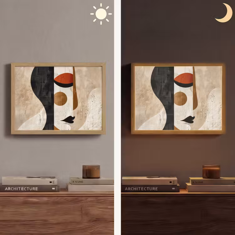 Gezicht - Abstract - Kunst - Vormen Light Box met batterij (Wandlamp) middel -sfeer3