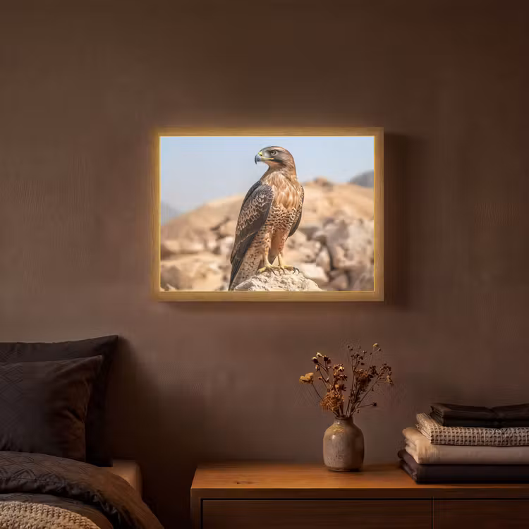 Valk - Vogel - Rots - Macht Light Box met batterij (Wandlamp) middel -sfeer4