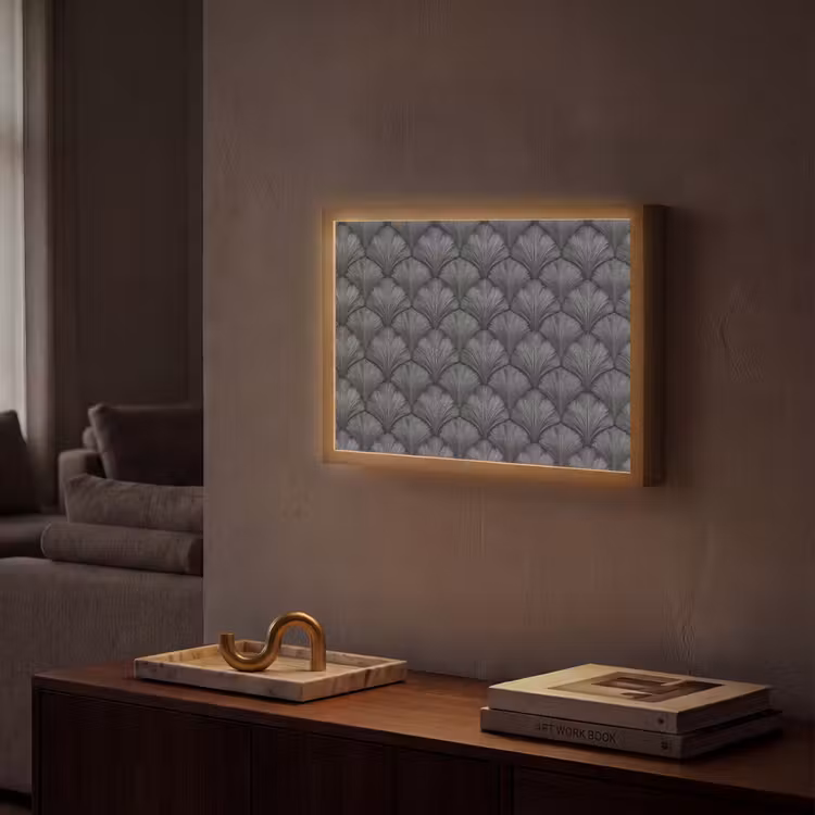 Waaier - Motief - Grijs Light Box met batterij (Wandlamp) middel 907 -sfeer1