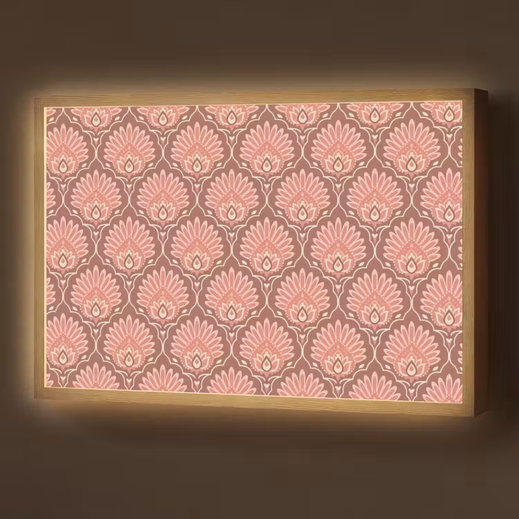 Waaiermotief - Patroon - Roze Light Box met batterij (Wandlamp) middel -z3d_website