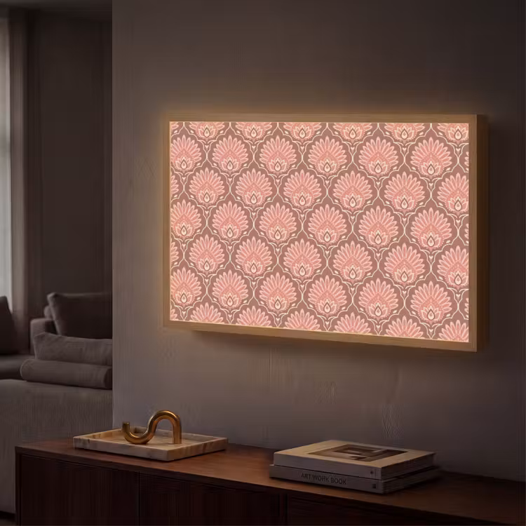 Waaiermotief - Patroon - Roze Light Box met batterij (Wandlamp) middel -sfeer1