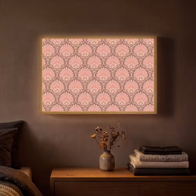 Waaiermotief - Patroon - Roze Light Box met batterij (Wandlamp) middel -sfeer4