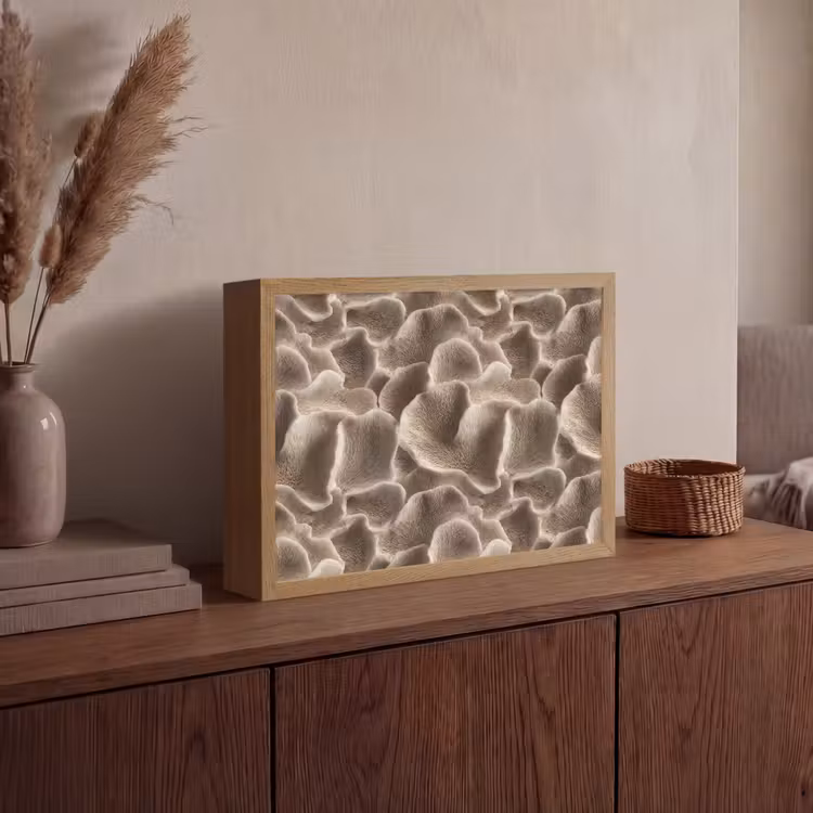 Waaiervorm - Beige - Vezel textuur Light Box met batterij (Wandlamp) middel 907 -sfeer2