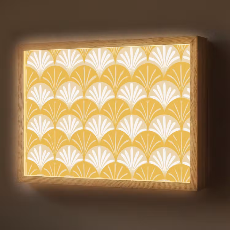Waaier - Geel - Art Light Box met batterij (Wandlamp) middel 907 -z3d_website
