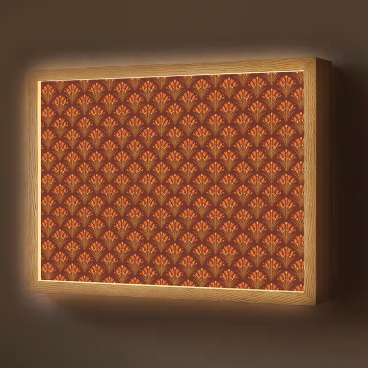 Waaiers - Art Deco - Botanisch - Roestbruin - Oranje Light Box met batterij (Wandlamp) middel 907 -z3d_website