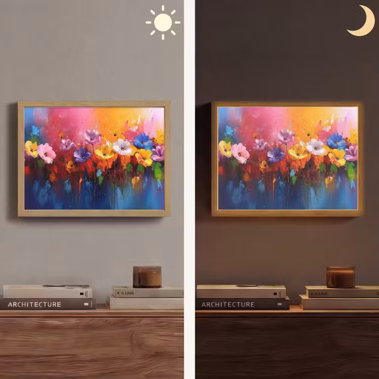 Fantasiebloemen - Verf - Speels Light Box met batterij (Wandlamp) middel -sfeer3