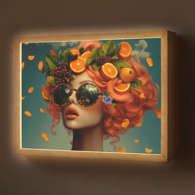Vrouw - Sinaasappel - Bessen - Oranje Light Box met batterij (Wandlamp) middel -z3d_website