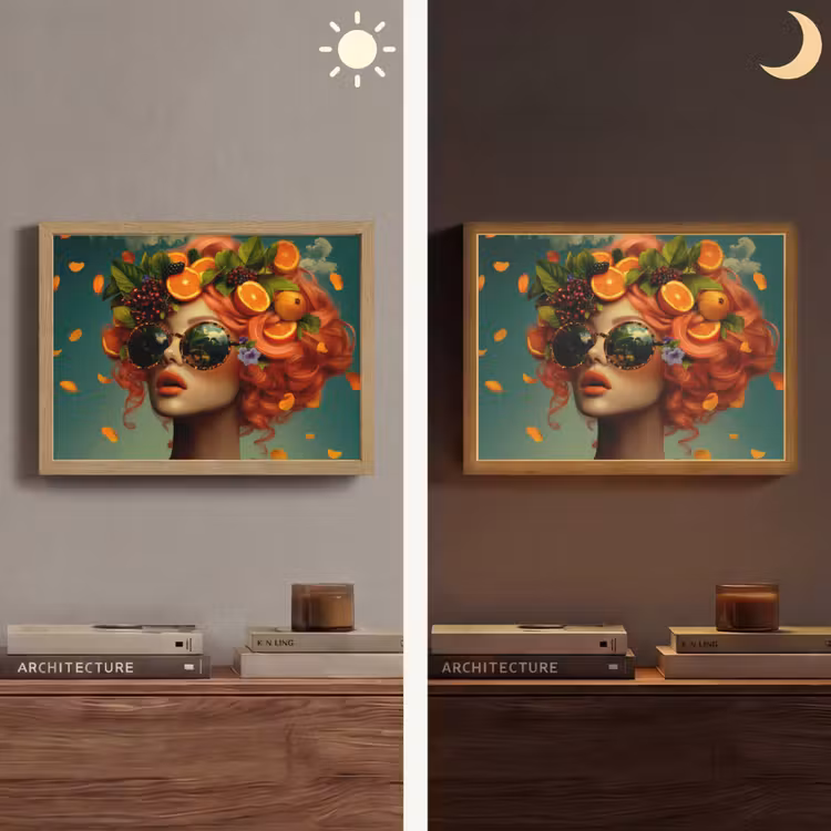 Vrouw - Sinaasappel - Bessen - Oranje Light Box met batterij (Wandlamp) middel -sfeer3