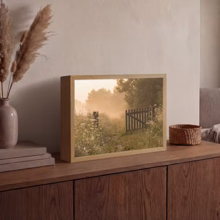 Hek - Natuur - Mist - Veld Light Box met batterij (Wandlamp) middel -sfeer2