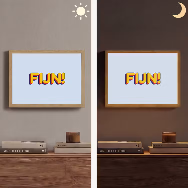 Fijn - Geel - Oranje Light Box met batterij (Wandlamp) middel -sfeer3