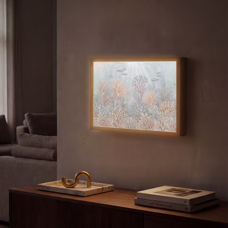 Vis - Koraal - Oceaan - Illustratie - Onderwater Light Box met batterij (Wandlamp) middel -sfeer1