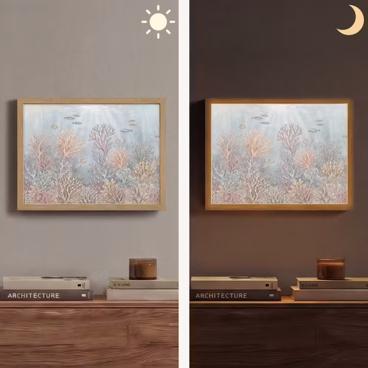 Vis - Koraal - Oceaan - Illustratie - Onderwater Light Box met batterij (Wandlamp) middel -sfeer3