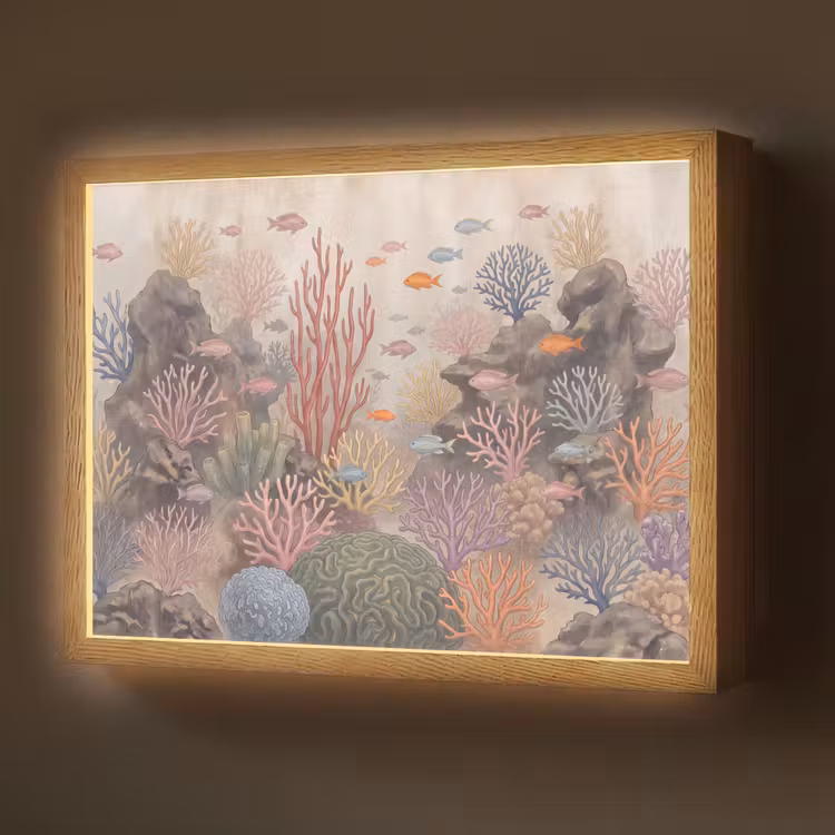 Vis - Koraalrif - Onderwaterwereld - Illustratie Light Box met batterij (Wandlamp) middel -z3d_website