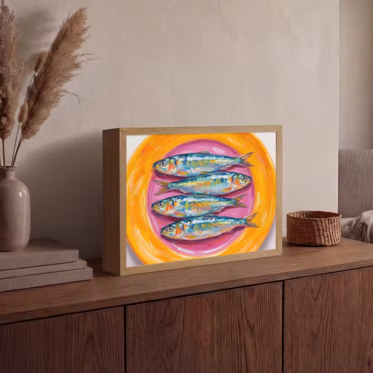 Vis - Vier - Eten - Modern - Kleurrijk Light Box met batterij (Wandlamp) middel -sfeer2