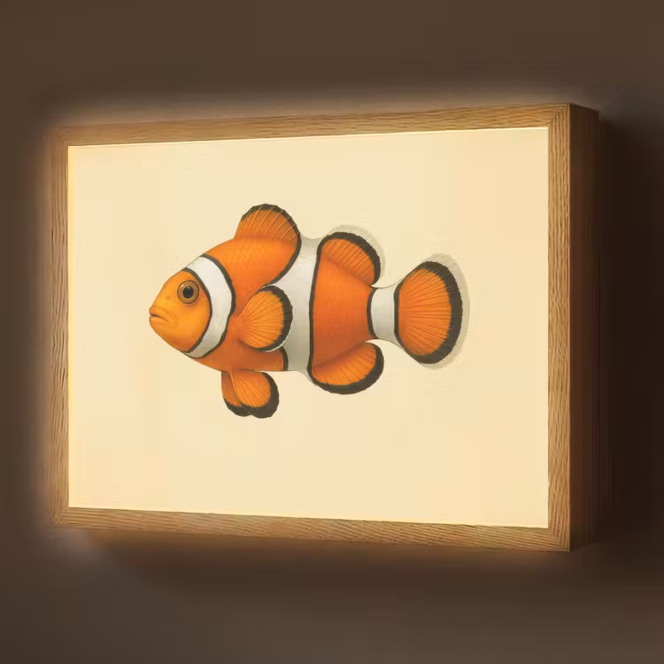 Vis - Oranje - Strepen Light Box met batterij (Wandlamp) middel -z3d_website