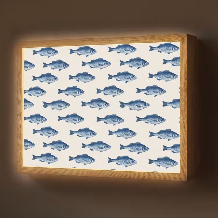 Vis - Patroon - Blauw Light Box met batterij (Wandlamp) middel 907 -z3d_website