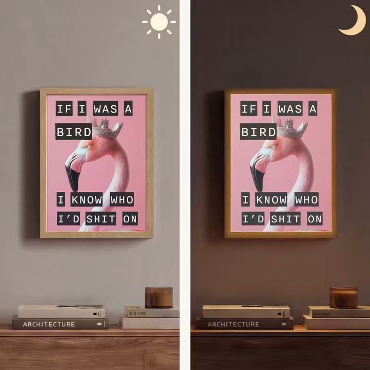 Flamingo - Roze - Vogel - Decoratie Light Box met batterij (Wandlamp) middel -sfeer3
