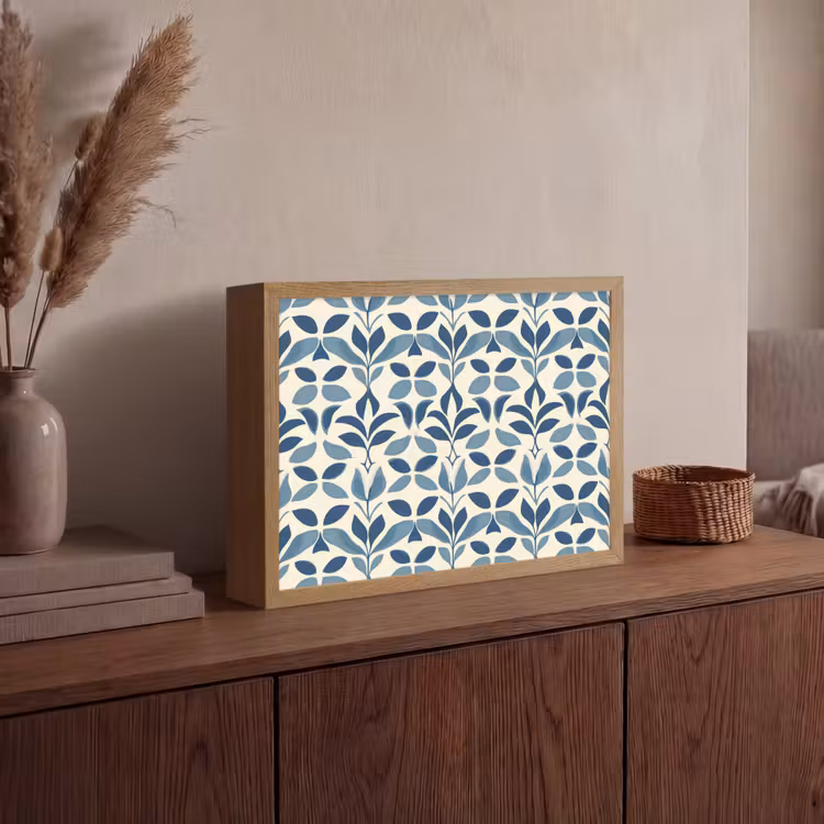 Flora - Modern - Blauw Light Box met batterij (Wandlamp) middel 907 -sfeer2