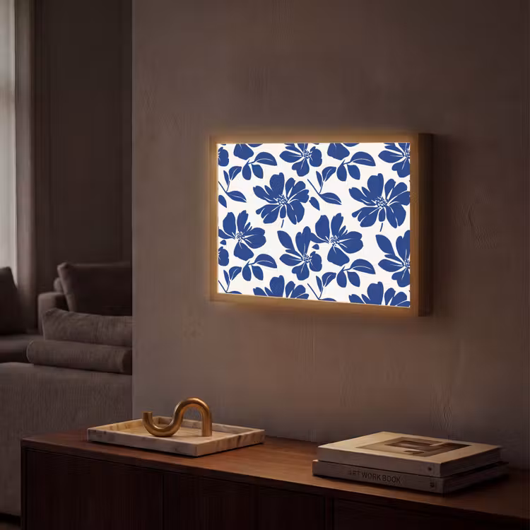 Floraal - Modern - Blauw Light Box met batterij (Wandlamp) middel 907 -sfeer1