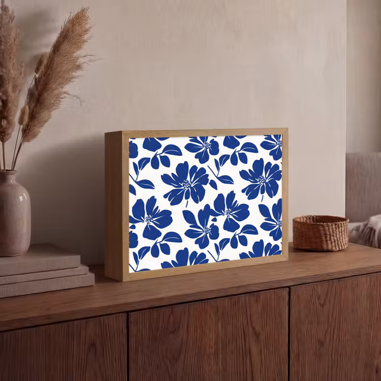 Floraal - Modern - Blauw Light Box met batterij (Wandlamp) middel 907 -sfeer2