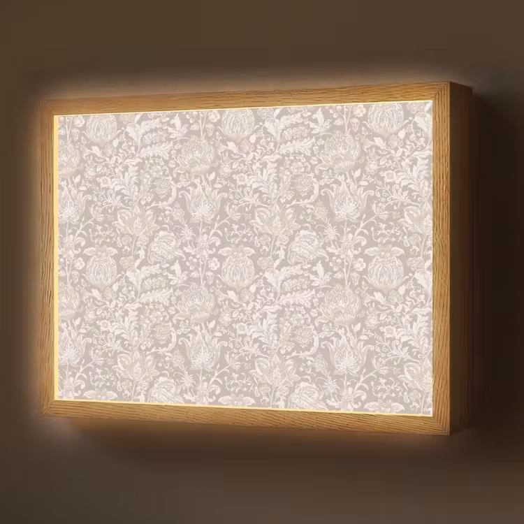Bloemenprint - Grijs - Crème Light Box met batterij (Wandlamp) middel 907 -z3d_website