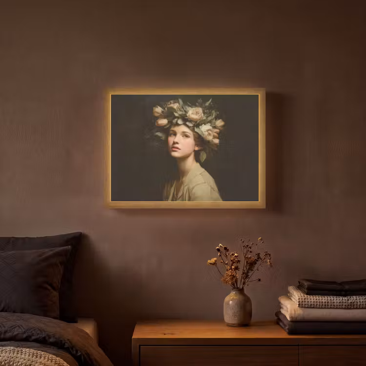 Bloemenstilte - Vrouw - Portret Light Box met batterij (Wandlamp) middel -sfeer4