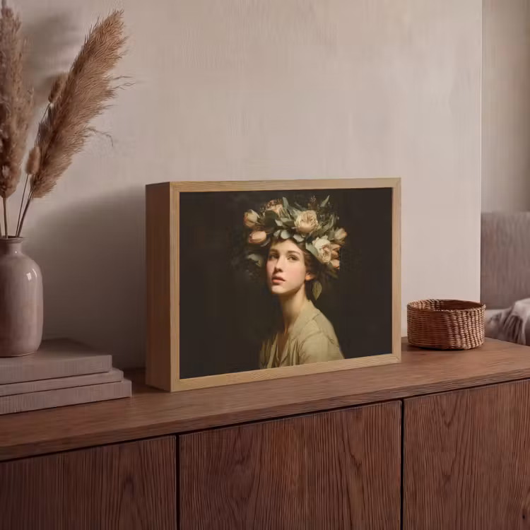 Bloemenstilte - Vrouw - Portret Light Box met batterij (Wandlamp) middel -sfeer2