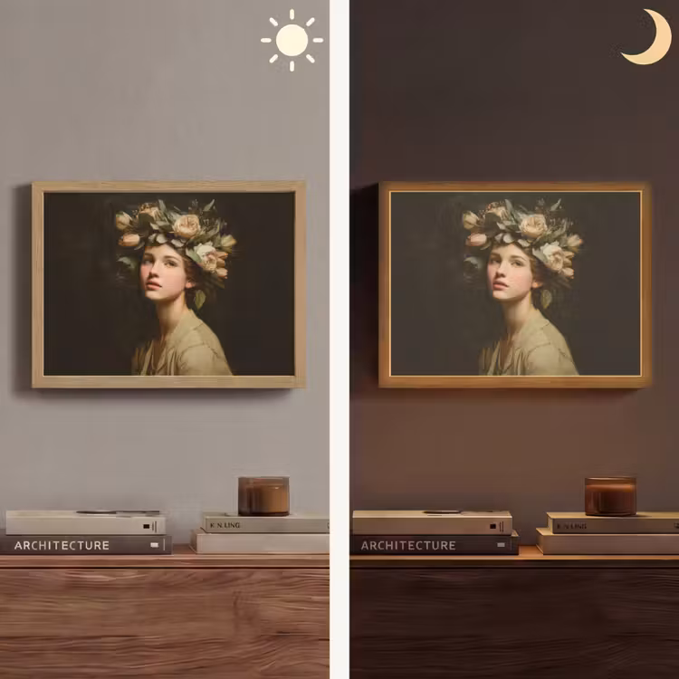Bloemenstilte - Vrouw - Portret Light Box met batterij (Wandlamp) middel -sfeer3