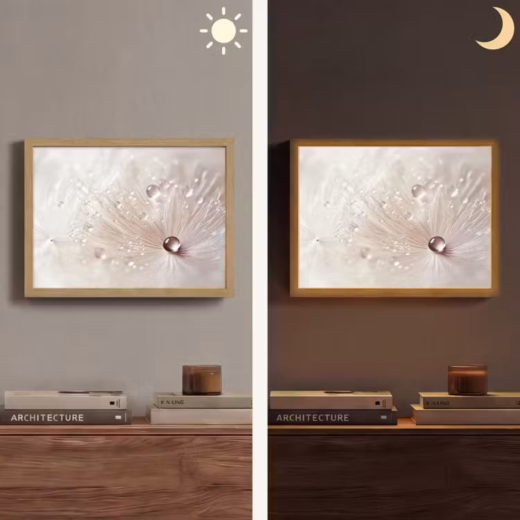 Bloem - Abstract - Wit - Water - Natuur Light Box met batterij (Wandlamp) middel -sfeer3