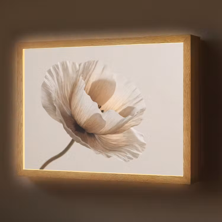 Bloem - Beige - Crème Light Box met batterij (Wandlamp) middel -z3d_website