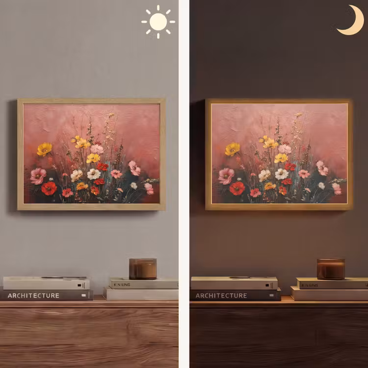 Bloemenboeket - Fijne details - Roze Light Box met batterij (Wandlamp) middel -sfeer3