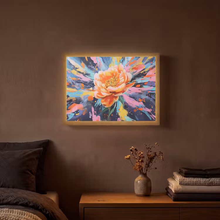 Bloemexplosie - Felle spatten - Dynamisch Light Box met batterij (Wandlamp) middel -sfeer4