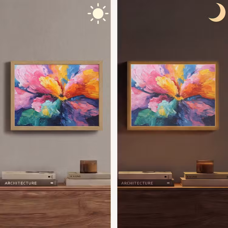 Bloemexplosie - Veelkleurig - Bewegend Light Box met batterij (Wandlamp) middel -sfeer3