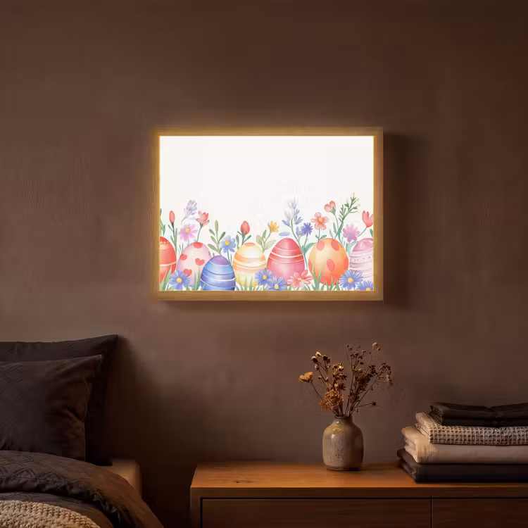 Bloementuin - Kleurrijk - Eieren Light Box met batterij (Wandlamp) middel -sfeer4