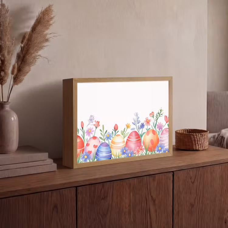Bloementuin - Kleurrijk - Eieren Light Box met batterij (Wandlamp) middel -sfeer2